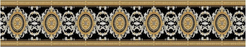 IOHEFY Black Gold Wallpaper Border 196x4 Inch Peel and Stick Wall Border Self Adhesive Luxury Pattern Removable Vinyl Trim for Living Room Bedroom Bathroom Kitchen Cabinet Decoration - Image 2